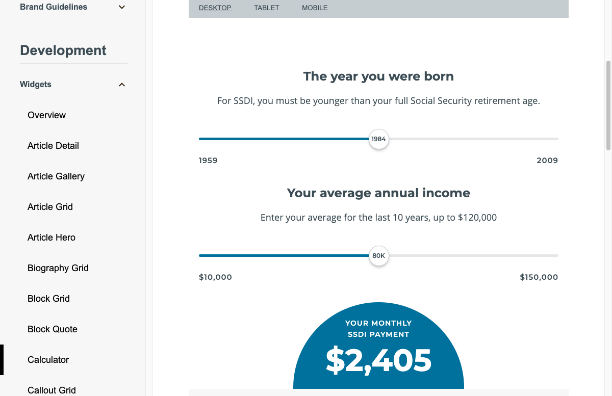 SSDI Calculator Widget
