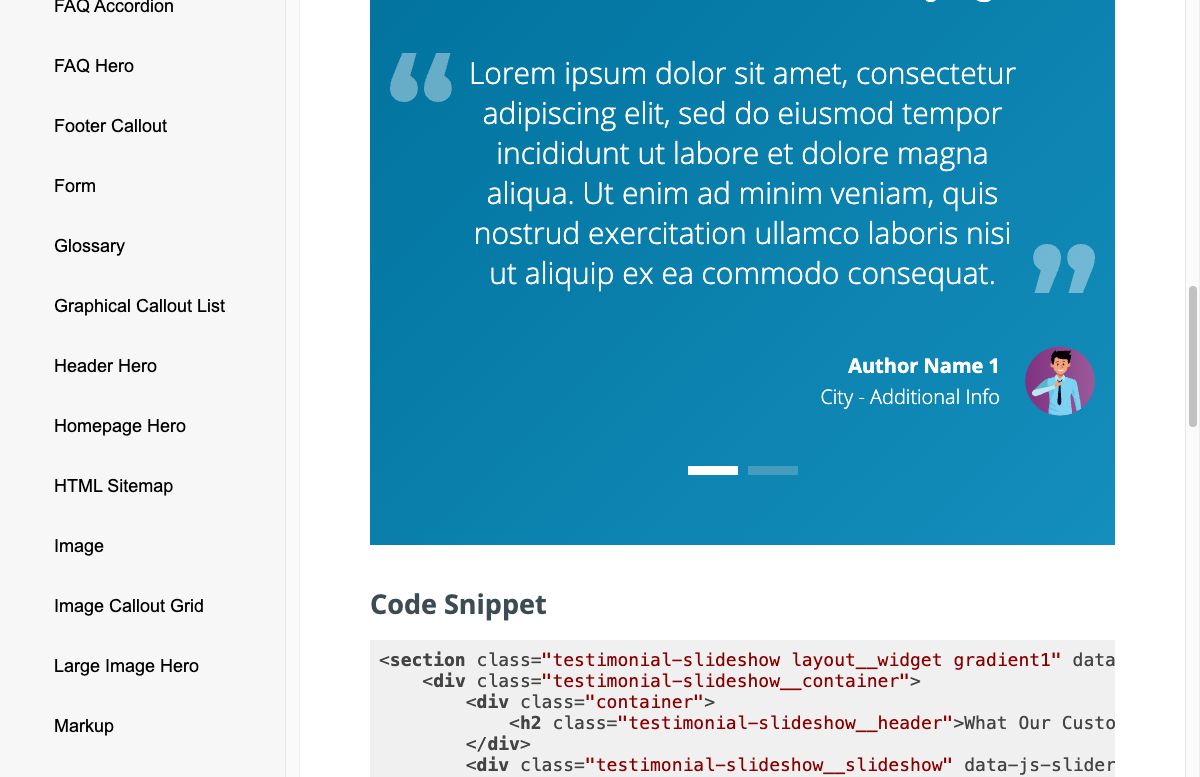 Code Snippets & Live Previews