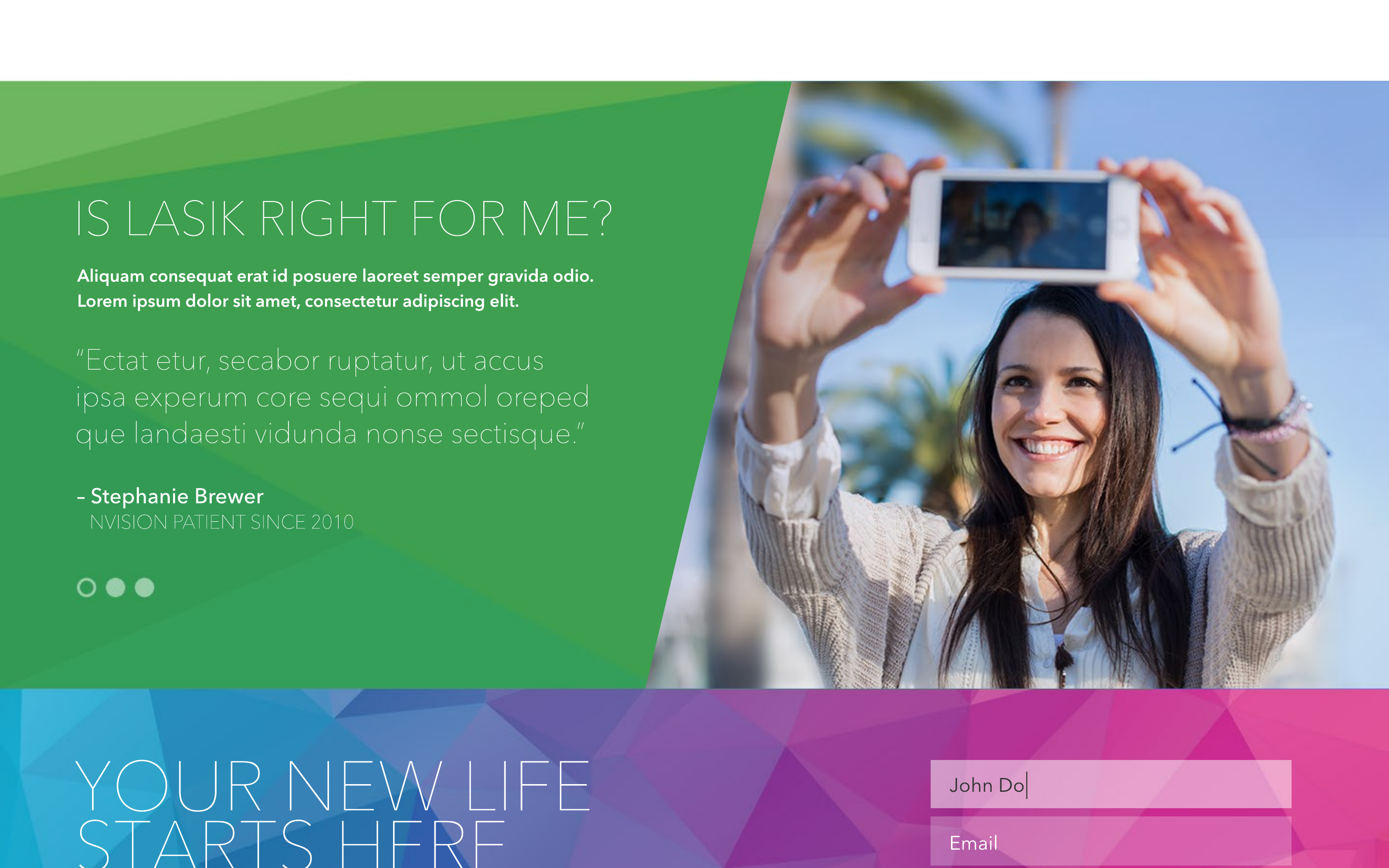 Design: Testimonials and the Appointment Form