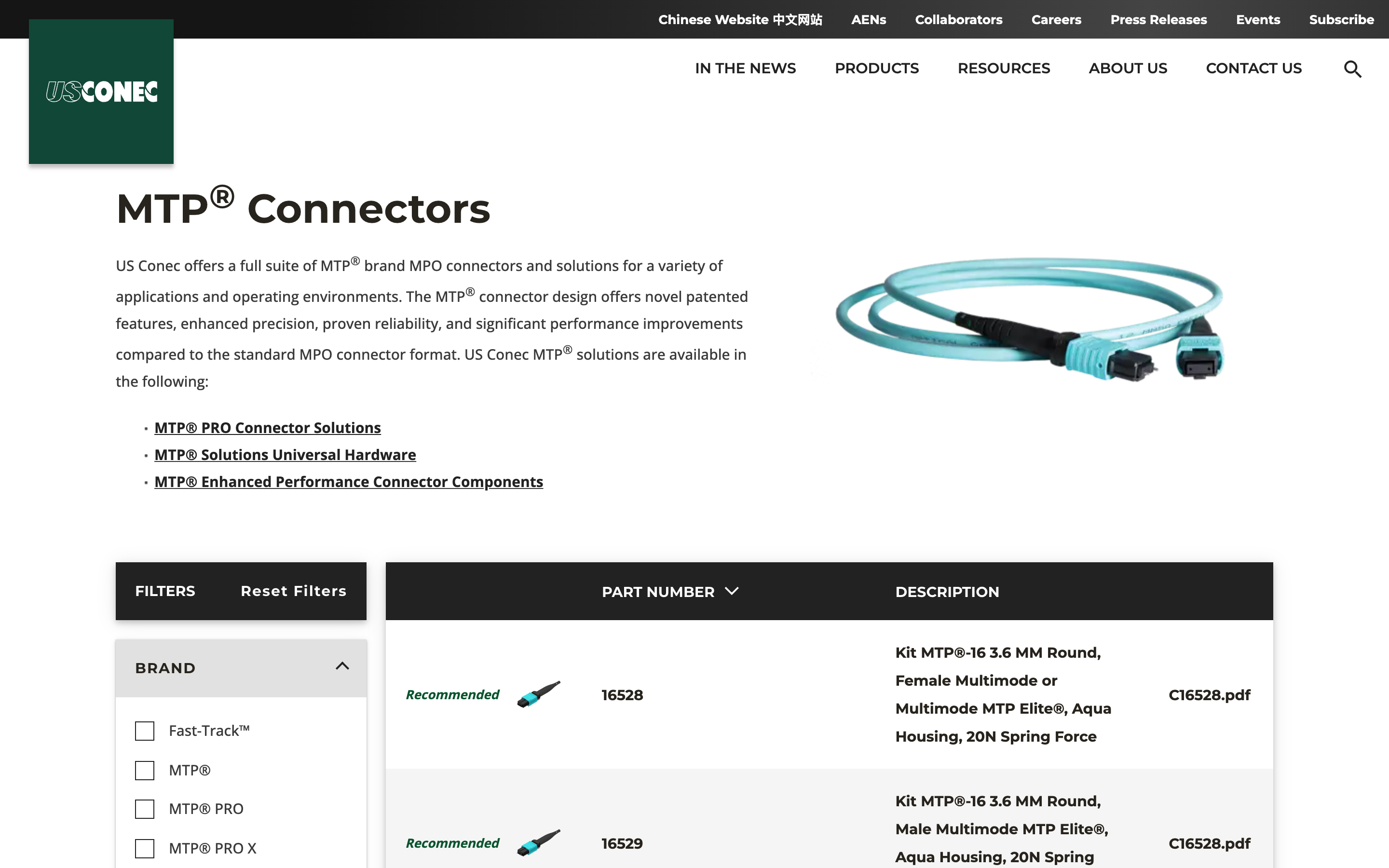 MTP® Connectors: Different Facet Set