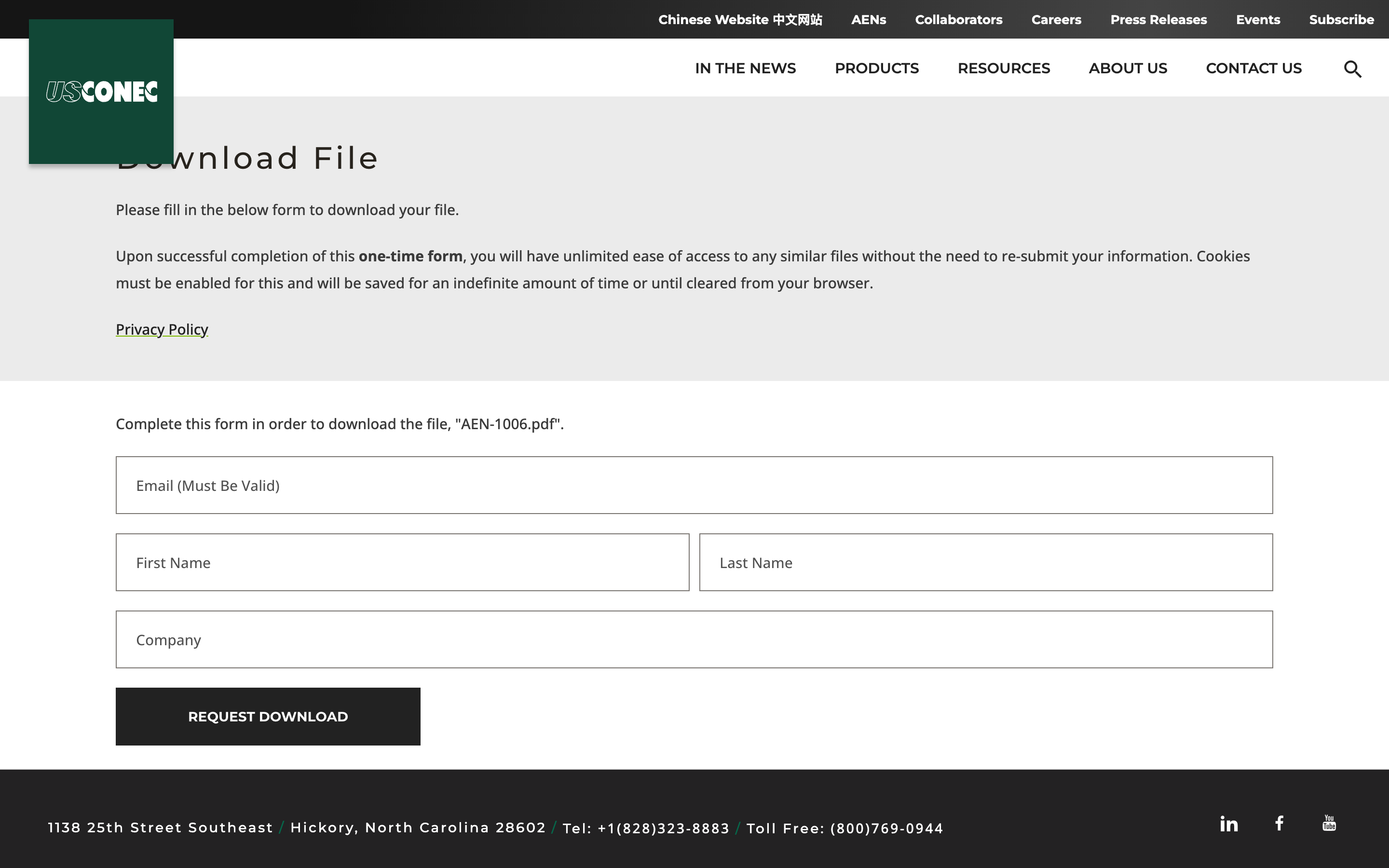 Gated Download Form (Cookie-Persisted)