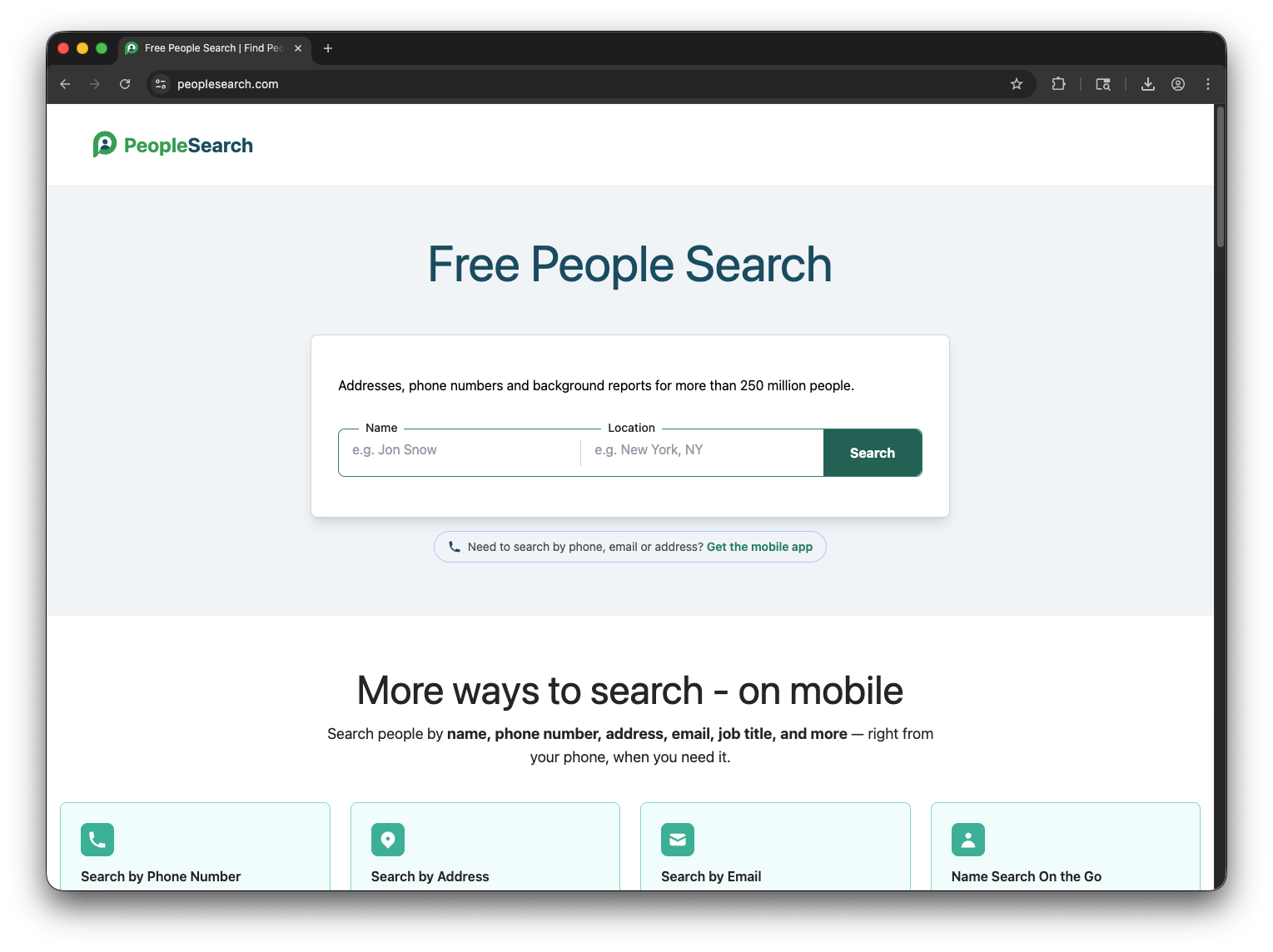 PeopleSearch.com Homepage